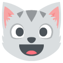 smiling cat face with open mouth